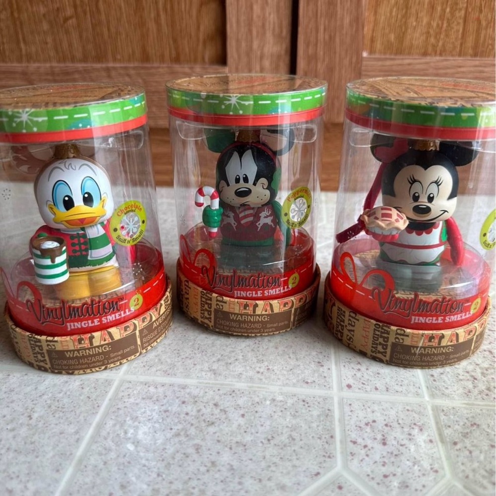 Set of 3 Disney Vinylmation Christmas Jingle Smells Ornaments